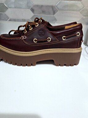 Timberland Stone Street Platform Boat Shoe TB0A2QDMD57 Burgundy W6 New No Box